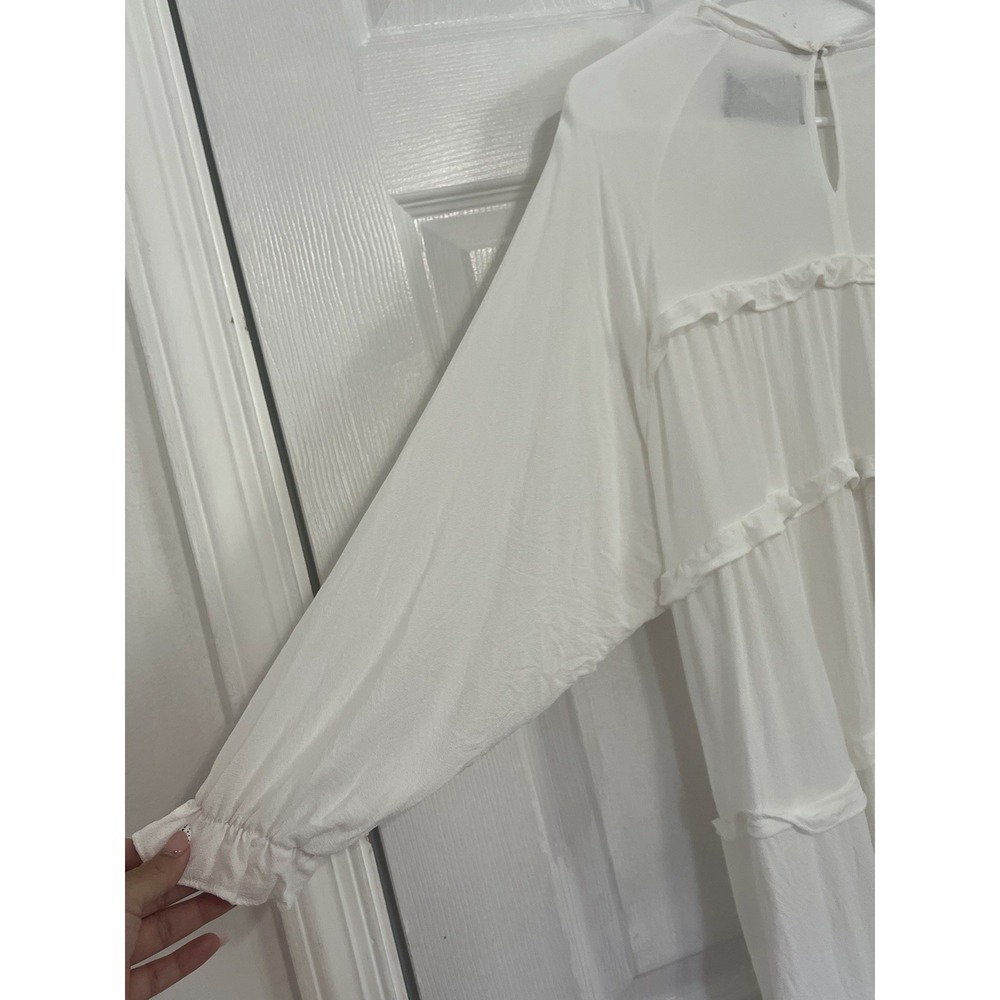 Reformation XS White Tiered Mini Dress Romantic Cottagecore Babydoll Ethereal - Picture 8 of 11